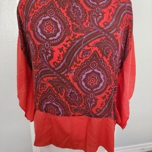 Michael Kors Red and Purple Paisley Blouse
